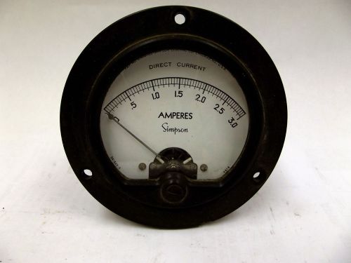 SK-525-9 0-3A SIMPSON DIRECT CURRENT PANEL AMPERES METER