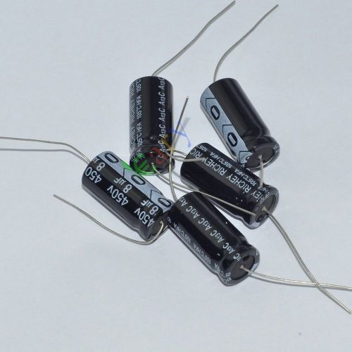 5pcs 450V 8uf 85C New long copper leads Axial Electrolytic Capacitor audio amps