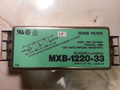 MXB-1220-33, Noise Filter, NEMIC LAMBDA 250v 20a (warranty)