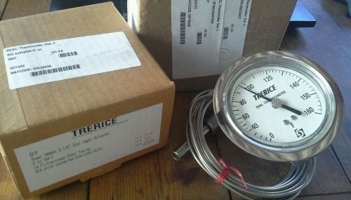 Trerice v80041 dial thermometer 0-160f ~ new , 10 ft stainless steel b10 bulb for sale