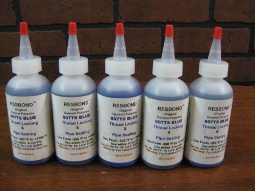 5 Lot NEW RESBOND 907TS BLUE,HI-TEMP2100 Degree ADHESIVE,Pipe Seal, THREADLOCKER