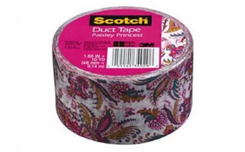 3M Scotch 1.88&#034; x 10YD Pink Paisley Duct Tape 910-PKP-C