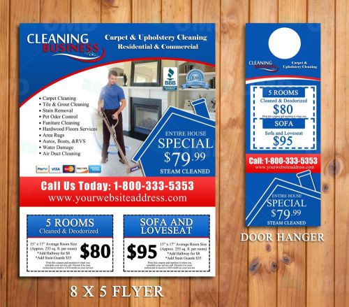 Carpet Cleaning Door Hanger &amp; Flyer Design - Done in 24hrs - Business Marketing