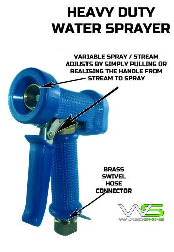 Industrial grade heavy duty water sprayer for garden hose. Swivel.