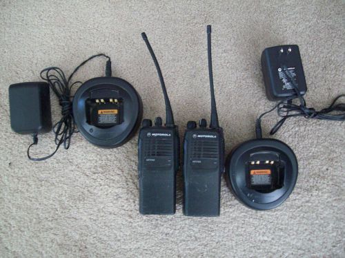 2 motorola ht750 uhf two way radio 16 channels with chargers for sale