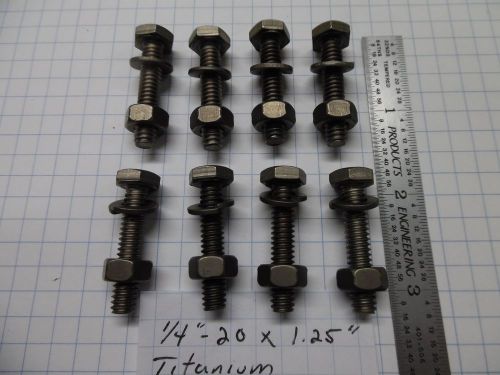 1/4-20 x 1-1/4&#034; titanium nuts, bolts &amp; washers, set of 8 for sale