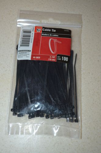 New- 100 Black Cable Ties 3/7/8&#034; (3/4&#034; Bundle Diameter)