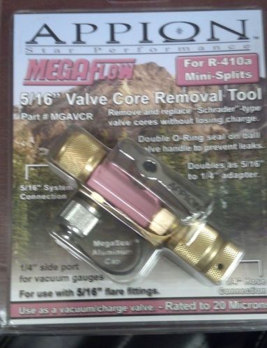 Appion, r410a, mega-flow, valve core removal tool, vacuum &amp; charging valve, 5/16 for sale