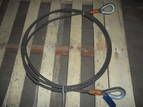Lot of 2-Steel Wire Rope Crane Choker Standard Eye Tag Rigging  Cable 5/8 5800lb