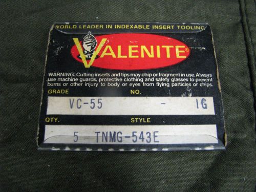 Carbide inserts valenite  vc-55   tnmg-543e  5pc  nos for sale