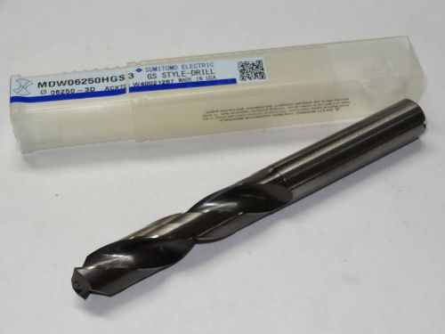 Sumitomo 5/8&#034; (0.6250&#034;) 3xd solid carbide oil coolant-thru stub length gs-drill for sale