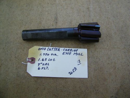 Ohio cutter - 6 carbide flute -reamer -1.75&#034; dia, usa. for sale
