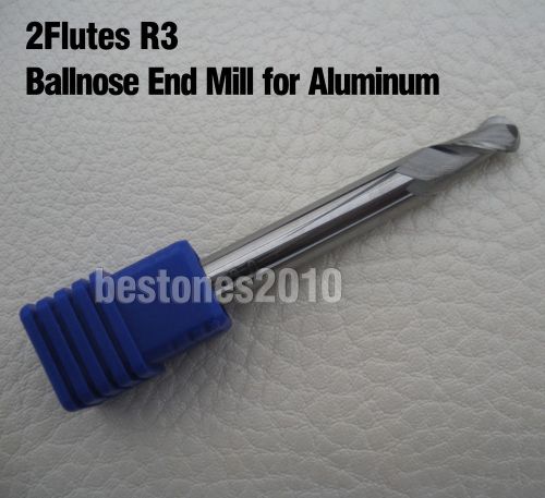 Lot 1pcs Solid Carbide 2Flute Ball Nose Aluminum Endmills R3.0 Cutting Dia 6mm