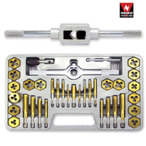 Nieko 40 piece titanium standard sae size inch steel tap &amp; and die tool set kit for sale