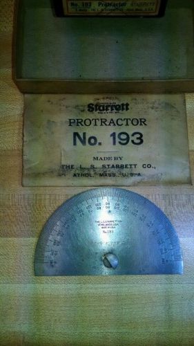 Starrett no. 193 protractor head with orginal box and receipt. machinist tools. for sale