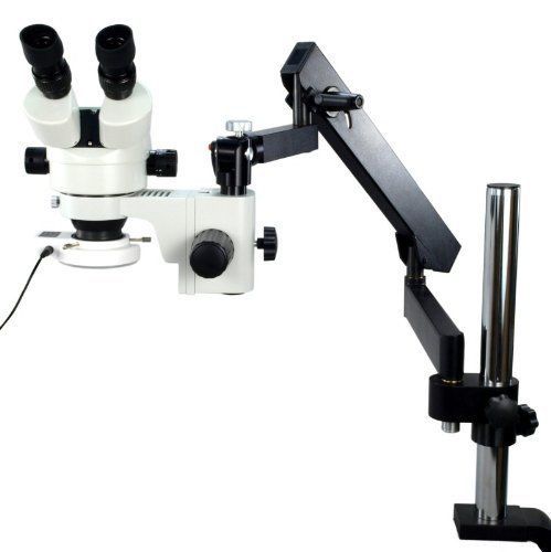 Stereo zoom microscope with articulating arm post clamp(3.5x-90x)w/ 54 led light for sale