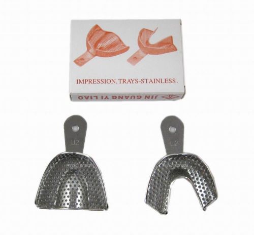 1 Pair Impression Trays-Stainless For Dental U2 L2 Medium
