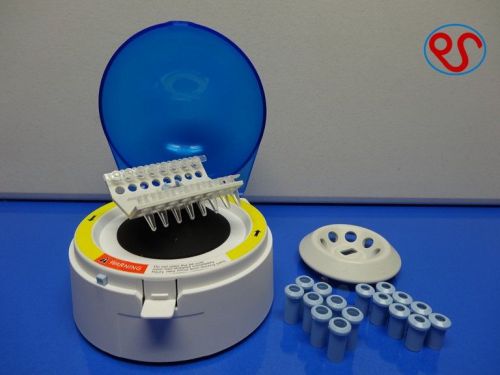 Mini centrifuge (blue), 6500 rpm, centrifuge. 2 rotors, 16 tube adapters,  new