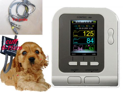 CONTEC,New 08A VET USE Digital Blood Pressure Monitor with SPO2 Sensor + 3 cuffs