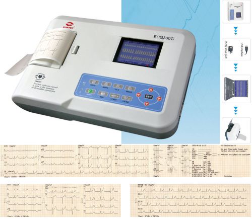 CONTEC New ECG300G 3 Channel 12 Leed Portable ECG/EKG Machine+printer+software