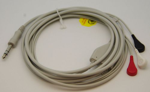 6.35mm 1/4&#034; phono jack 3 leads ecg cable for physio-control  lifepak 2, 3, 33 for sale
