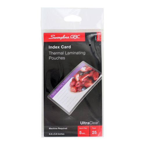 Swingline GBC UltraClear Thermal Laminating Pouches, Index Card Size, Pack of 25