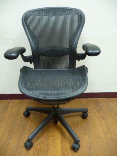 Herman Miller &#034;AERON&#034; Size &#034;B&#034; Office Chair-Black Mesh-BRAND NEW SEAT PAN #10662