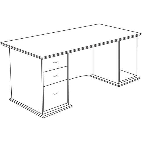 LLR90016 Single Pedestal Desk, Left Pedestal, 66&#034;x30&#034;x29&#034;, Mahogany