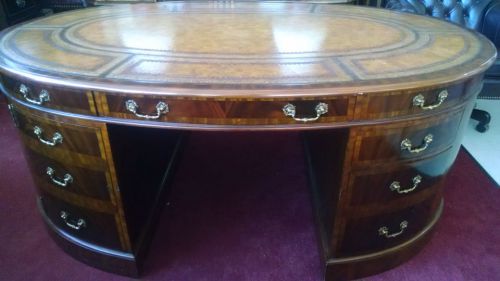 Maitland smith oval partners&#039; executive desk, english style, flaming mahogany for sale