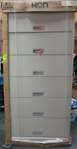 HON 600 Series 6-Drawer Lateral Legal File Cabinet, Putty