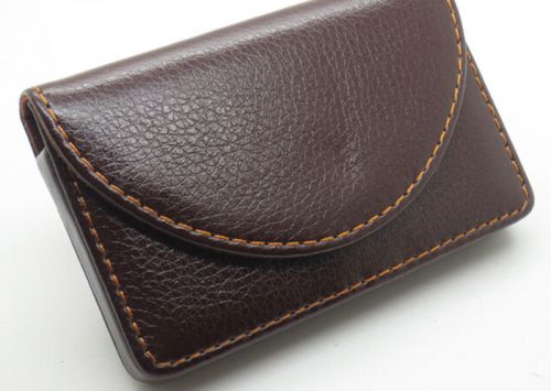 Gift New Leatherette Business Name Card Holder Wallet Box Case Brown