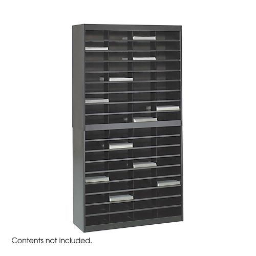 Steel literature organizer with 72 letter-size compartments black for sale