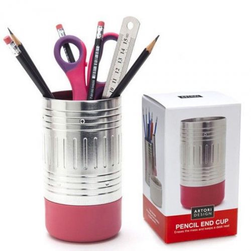 Office boss gifts pencil end cup funky design retro pencil erase desk organizers for sale