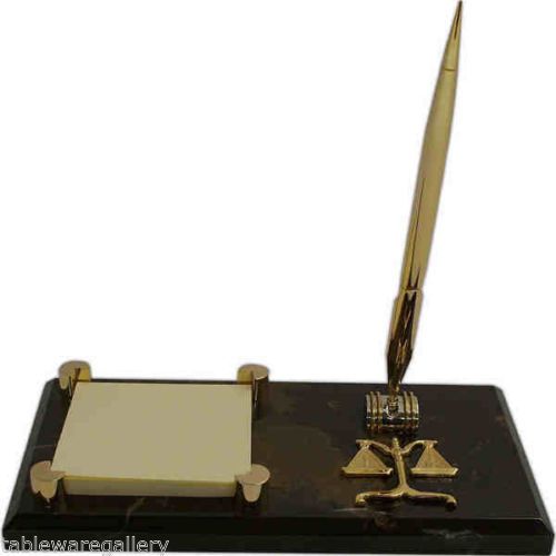 Bey Berk 6Pc Legal Marble Desk Set w/Gold Accents (New)
