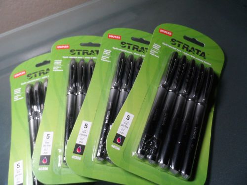 Lot of 4 pk (20pcs) Staples STRATA Liquid Rollerball Pens 0.5mm &amp; 0.7 mm