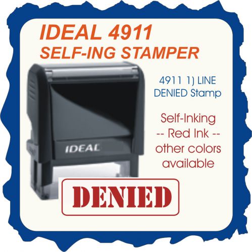 DENIED, Custom Made Self Inking Rubber Stamp 4911 Red Ink