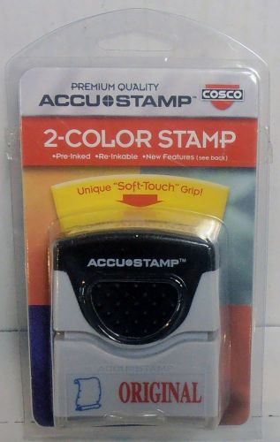 Cosco, Pre-Inked Stamp, &#034;Original&#034;, 1/2&#034;x1-5/8&#034;, Blue/Red, NEW FACTORY SEALED