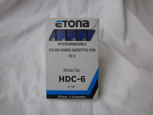 ETONA HDC-6 - 5 CASSETTES - 1/4&#034; BLUE  for EC-3 Stapler // NEW DAMAGED BOX