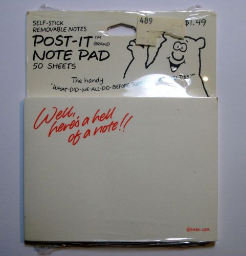 1987 Post- It Note Pad - &#034; Well, here&#039;s one hell of a note!!&#034;