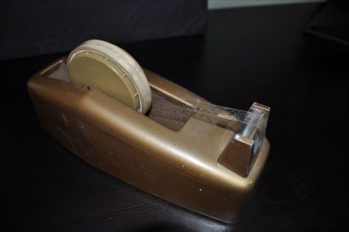 Vintage Metal Gold Tape Dispenser holder Bronze heavy Duty Desk