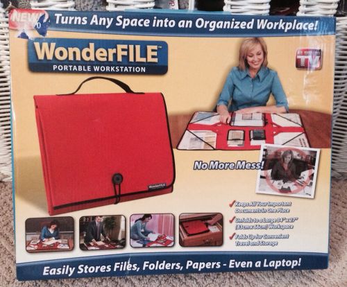 NIB WonderFile Portable Workstation (As Seen On TV) Storage Organizer Red