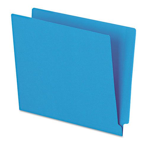 Reinforced End Tab Folders, Two Ply Tab, Letter, Blue, 100/Box