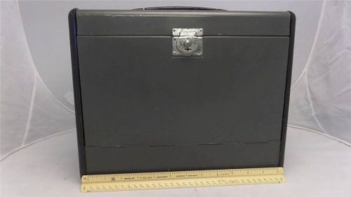 Vintage Asco Moldmaster Steel/Plastic file box hinged front, lock but no key G1