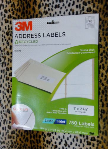 3M Address Labels white laser/ inkjet 1&#034; x 2 5/8&#034; (750 Labels )