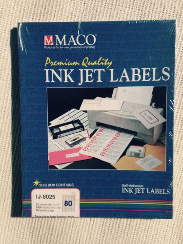 Maco Premium Quality Ink Jet Labels IJ-8025, Avery #8167, 1/2&#034;x 1 3/4&#034;,White