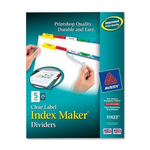 Avery Index Maker Punched Clear Label Tab Divider - Blank - 5 (ave11423)