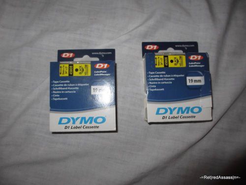 Lot 2 NEW OEM DYMO Thermal Printer D1 45808 Black-On-Yellow Tape 19MM 0.75&#034; 3/4