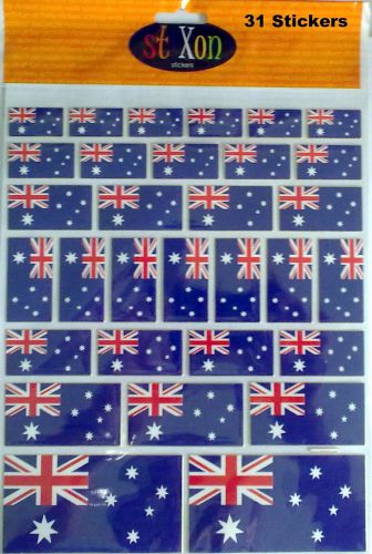 31 Australia Flags Sticker Sheet  AUSSIE Flags for Letter Seals.Travel, Work NEW