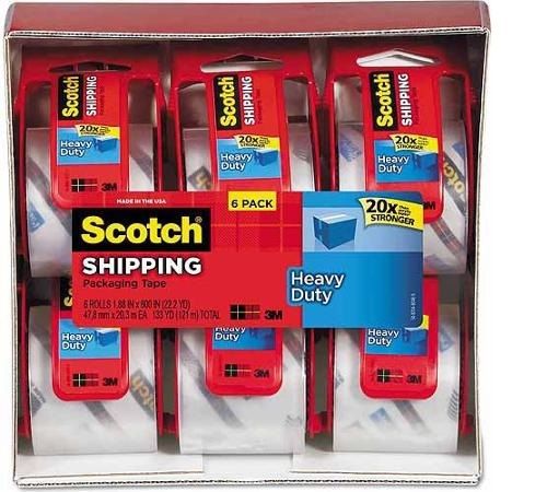 Scotch Heavy Duty Packaging Tape, 1.88 Inches x 800 Inches, 6 Rolls 142-6