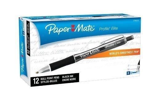 Paper mate profile elite ballpoint pens  - extra bold point - black / box of 12 for sale